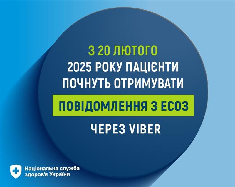 З 20 лютого 2025 року пацієнти почнуть отримувати повідомлення з ЕСОЗ через Viber